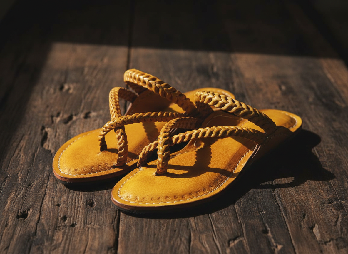 Keshar, Women's Saffron Mustard Kolhapuri Chappal