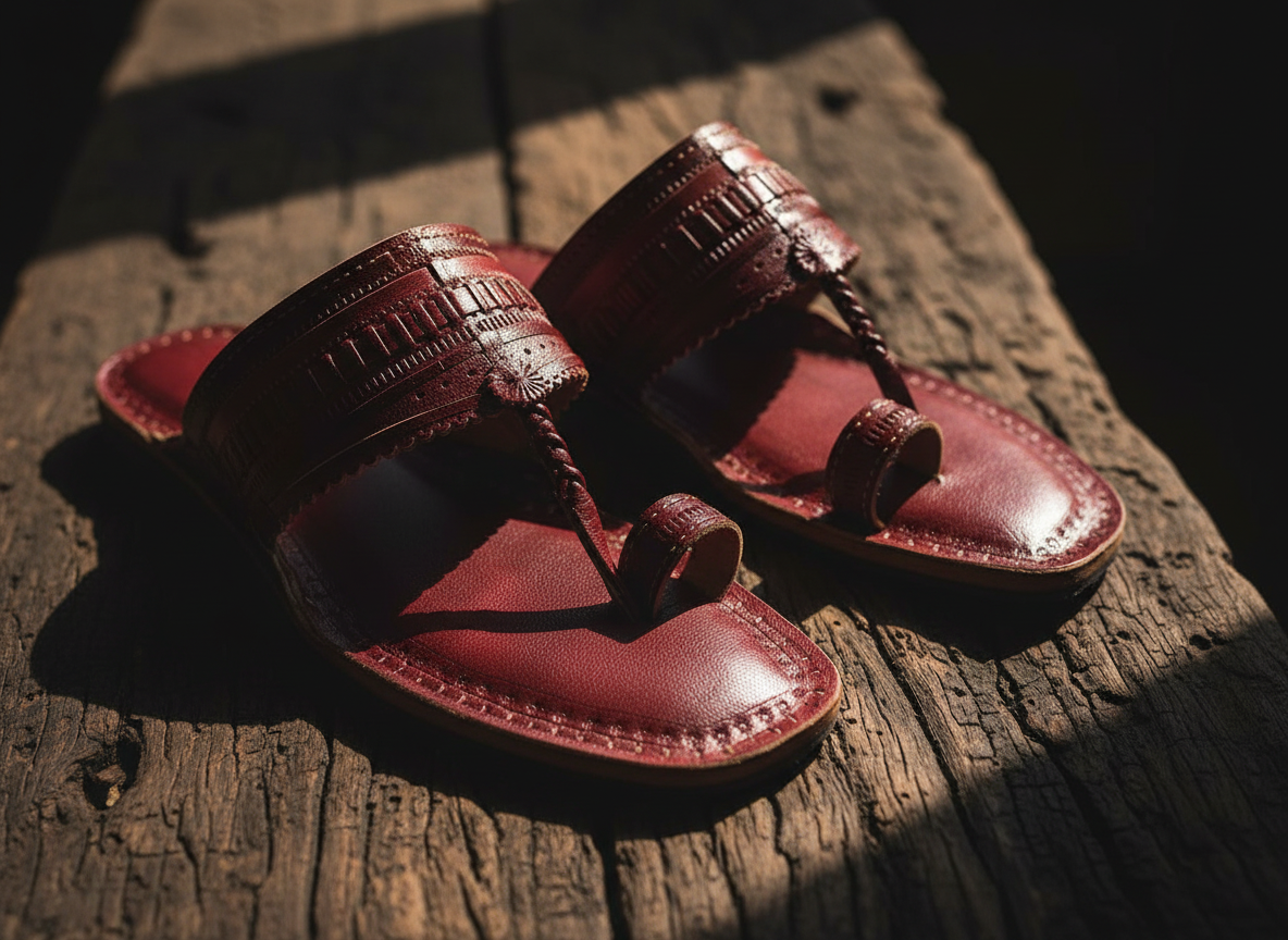 Warana, Men's Deep Maroon Kolhapuri Chappal